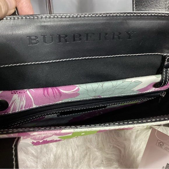 Rare Burberry London Floral Pattern Canvas & Leather Tote Bag EUC - Picture 11 of 13